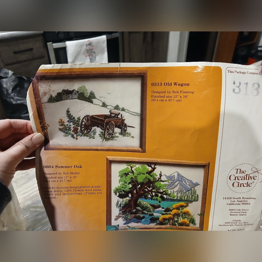 Vintage Creative Circle Embroidery Kit 0313 The Old Wagon New Craft 12x16
